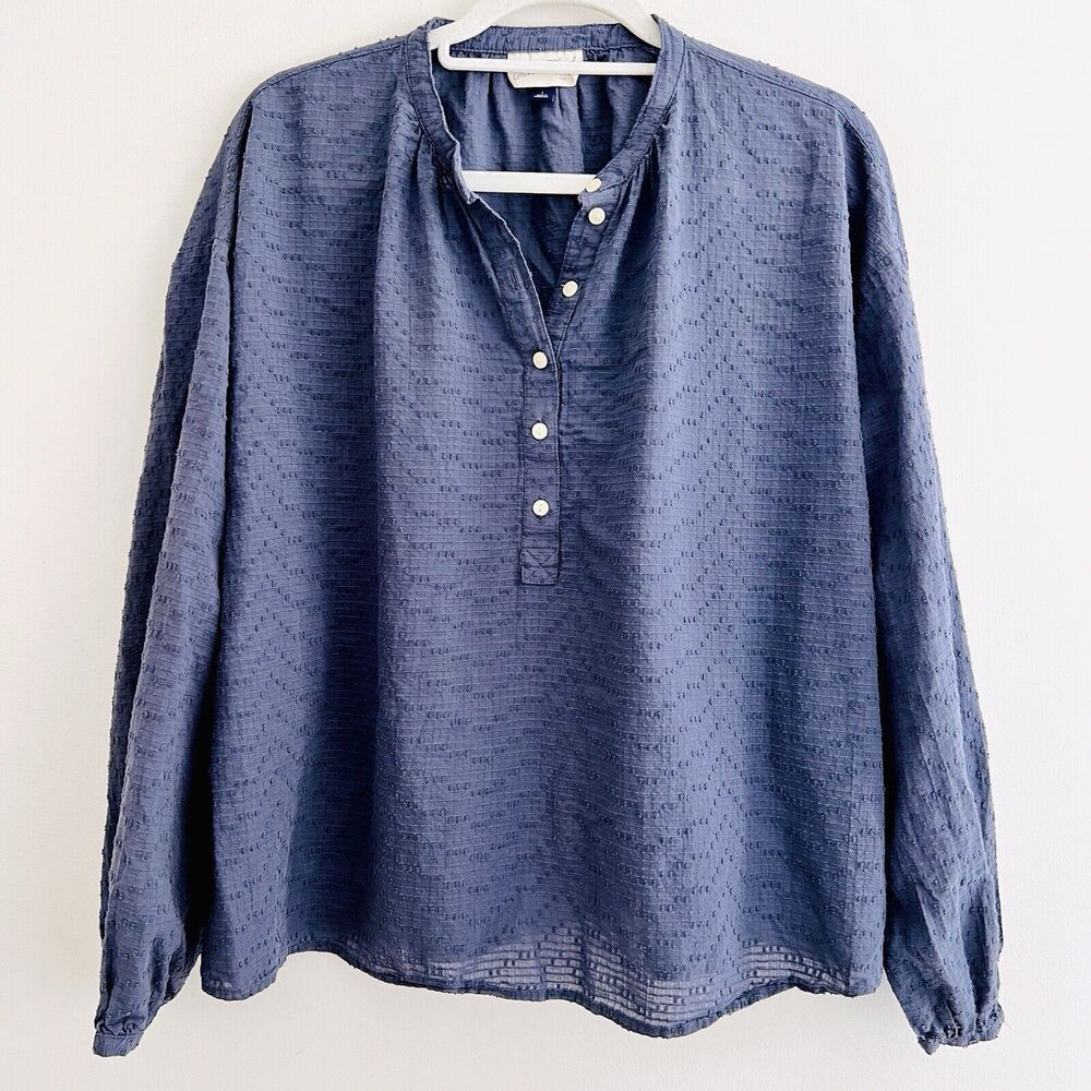 Universal Thread Blue 100% Cotton Boho Peasant Style Flowy Blouse ~ Size Large